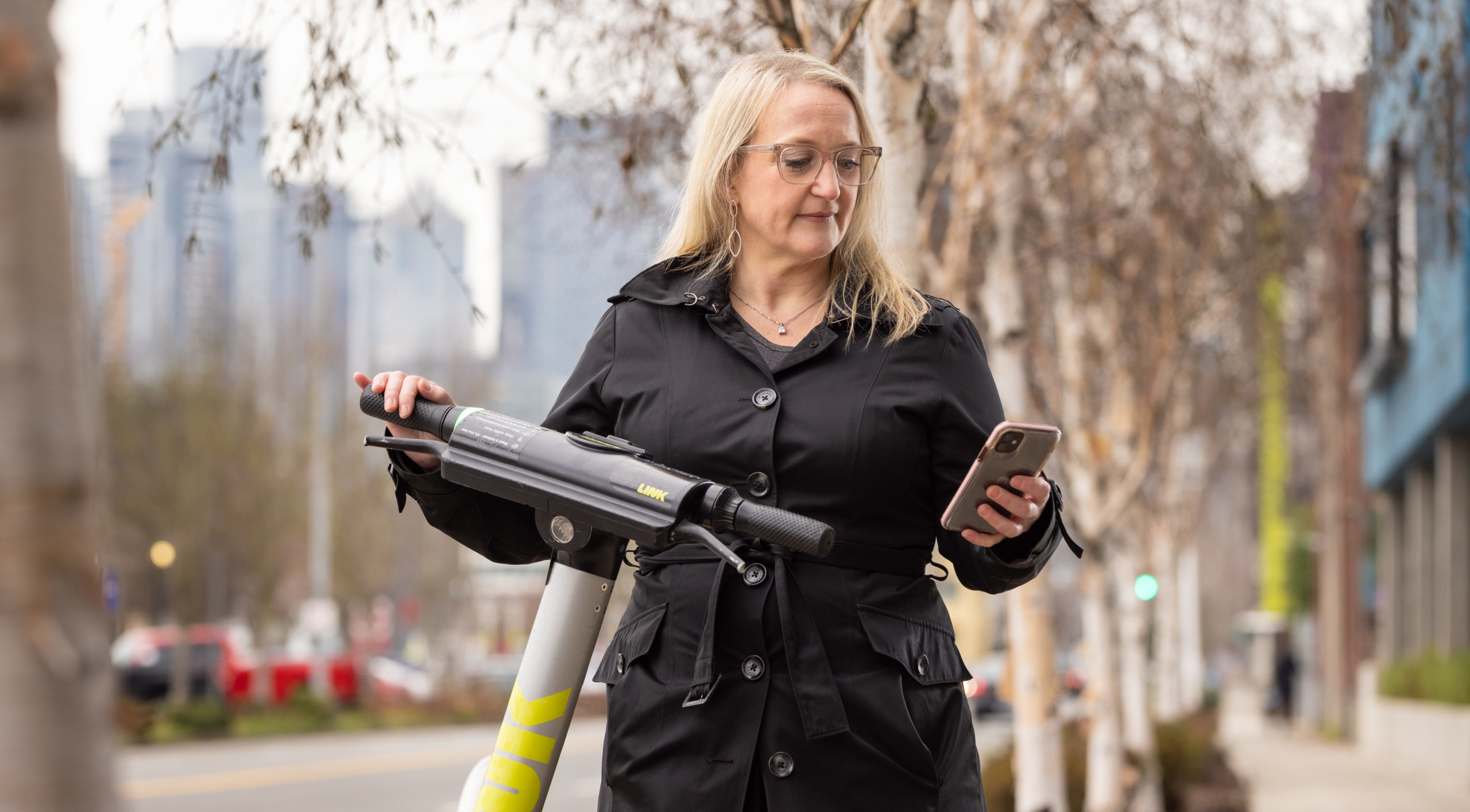 Person riding scooter