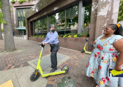 Scooter riding at the crosswalk demo day 2022